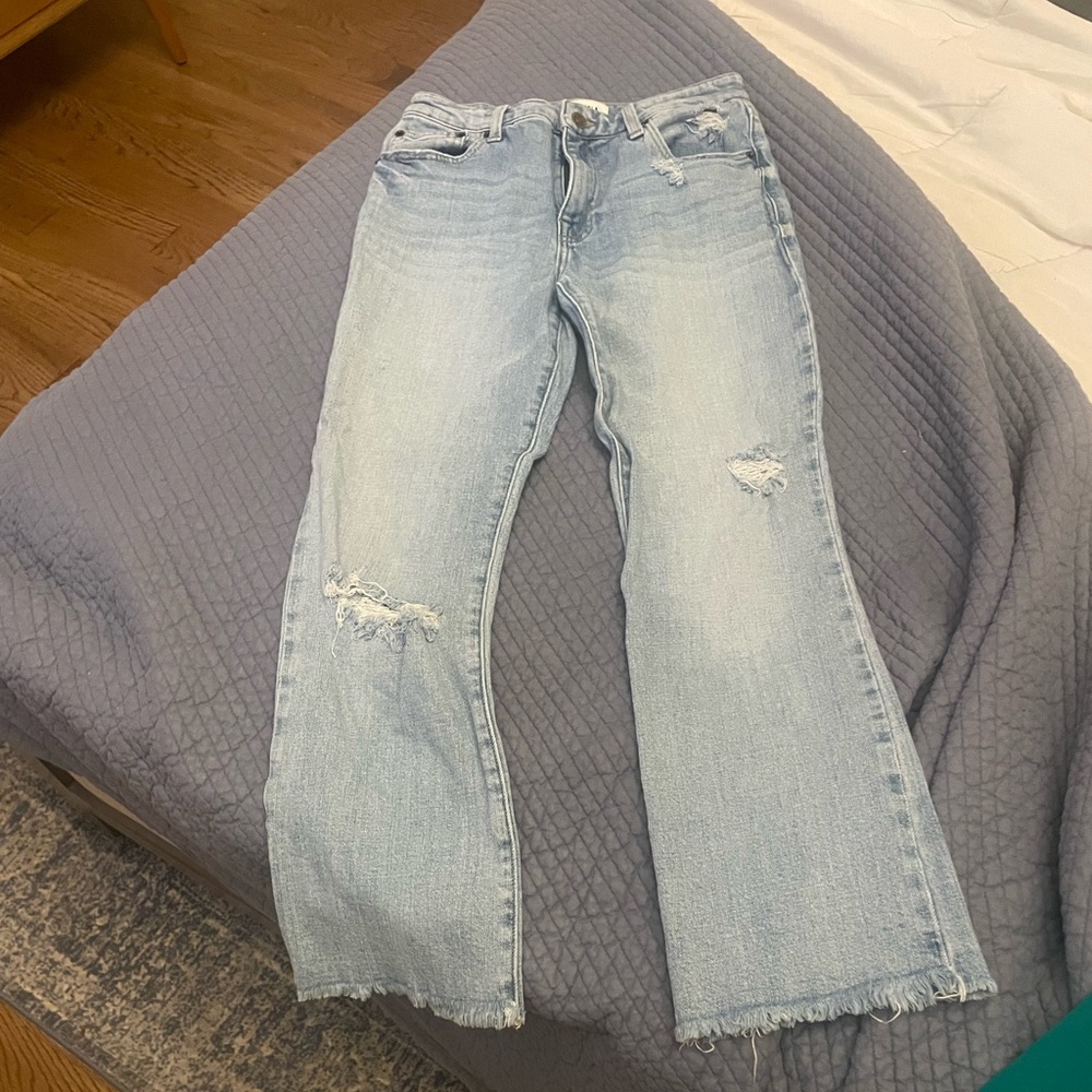 Pistola Light Blue Distressed Flare Jeans
